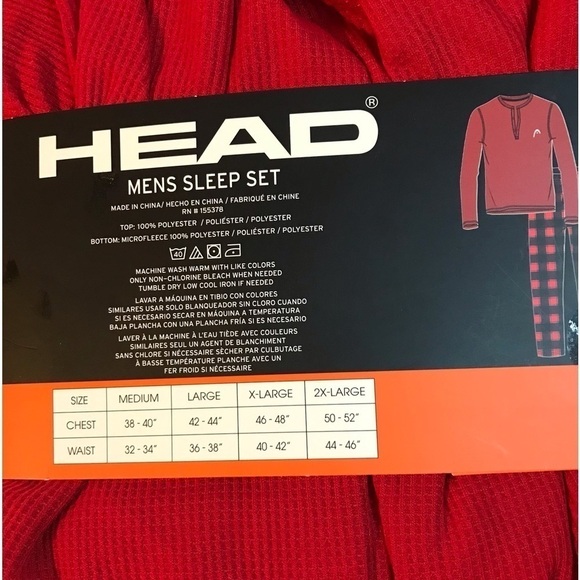 NWT 2PC PJ SET FOR MEN BY HEAD SIZE XXL RED TOP AND FLANNEL BOTTOMS - Picture 3 of 4